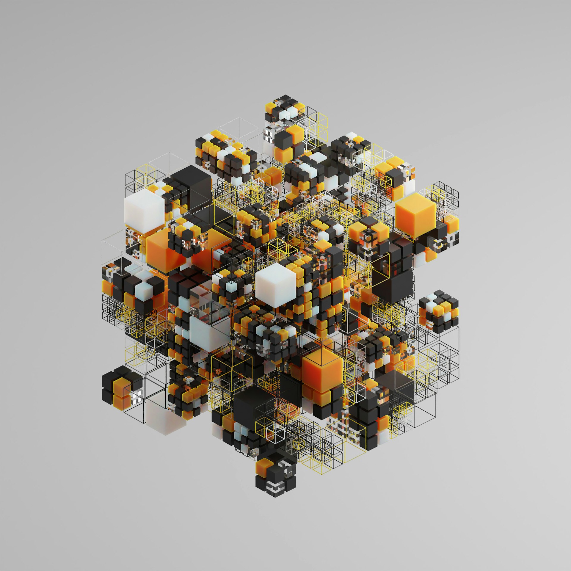 a computer generated image of a cluster of cubes